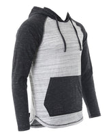 ZIMEGO Long Sleeve Raglan Henley Round Bottom Hood T-Shirts - GREY / BLACK