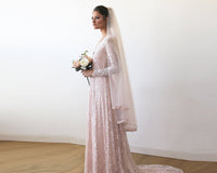 BLUSHFASHION - Original Baby Pink Wrap Dress With Train #1151