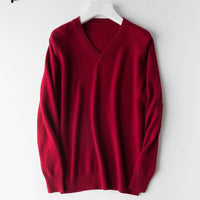 100% Real Cashmere Knitted Sweaters Men Vneck Pullovers 9Colors Standard Clothes Male Jumpers High Quality Man Sweater Knitwears