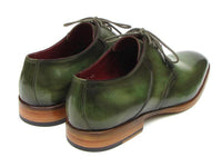 Paul Parkman Men's Green Hand-Painted Derby Shoes Leather Upper and Leather Sole (ID#059-GREEN)