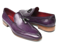 Paul Parkman Men's Tassel Loafer Purple Hand Painted Leather (ID#083-PURP)