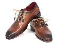 Paul Parkman Men's Brown & Camel Medallion Toe Oxfords (ID#GF61AZ)