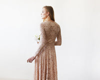 BLUSHFASHION - Original Round Neckline Pink Lace Dress #1147