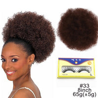 High Afro Puff Ponytail Drawstring Chignon Hairpiece Short Synthetic Kinky Curly Fake Hair Bun Updo Clip in Hair Extensions