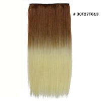 Original Synthetic Clip in Hair Extension Ombre Bayalage Long Straight Flase Hair Pieces for Women 24" 5clips One Piece 3/4 Head