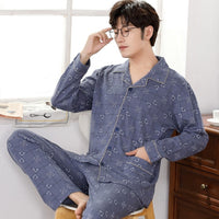 100% Cotton Pijama for Men 2 Pieces Lounge Sleepwear Pyjamas Plaid Autumn Bedgown Home Clothes Man PJs Pure Cotton Pajamas Set