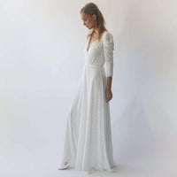 BLUSHFASHION - Original Ivory Puffed Sleeves  Wedding Dress #1283