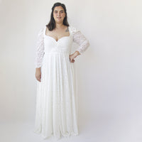 BLUSHFASHION - Original Curvy Ivory Sweetheart Wedding Dress With Puffy Sleeves #1333