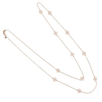 Original Flower Clover Long  Chain White Quartz Necklace Rosegold