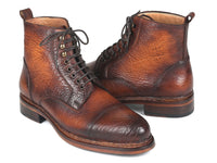 Paul Parkman Antique Burnished Leather Boots Brown (ID#5075-BRW)