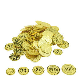 100 Pcs Plastic Gold Treasure Coin Captain Pirate Coin Baby Kids Props Decoration Toys for Boys