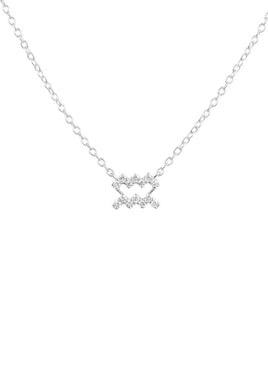 Original Diamond Zodiac Silver Necklace Aquarius