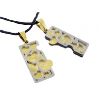 Couples necklace Love square - Silver and gold