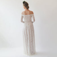 Original Ivory Nude Off Shoulder Wedding  Dress #1257