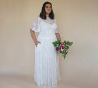 BLUSHFASHION - Original Bridal Lace Skirt With Pockets , Bohemian Bridal Wear #3037