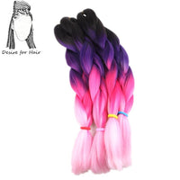 Desire for Hair 10packs Per Lot 24inch 100g Heat Resistant Synthetic Ombre Jumbo Braiding Box Hair Red Yellow Blue Green 4 Tone