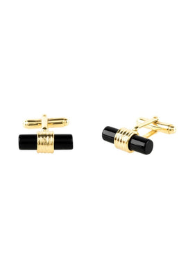 Original Cylindrical Cufflink Gold Black Onyx