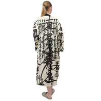 SHARON TATEM LLC - Original Oriental Designs Maxi Velour Kimono Black and White