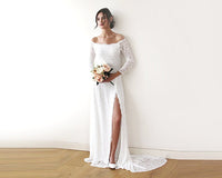 BLUSHFASHION - Original Ivory Wedding Dress With a Slit & Train #1179