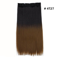 Original Synthetic Clip in Hair Extension Ombre Bayalage Long Straight Flase Hair Pieces for Women 24" 5clips One Piece 3/4 Head