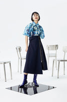 MARIGOLDSHADOWS - Original Kokone Pleated Asymmetrical Skirt - Navy Blue