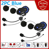 FREEDCONN - Original 2PCS FreedConn T-Max E/C Motorcycle Bluetooth Helmet Intercom Headset 6 Riders Group Talking FM Radio Waterproof Interphone