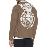 Mens Wind Breaker Brown Back Lion