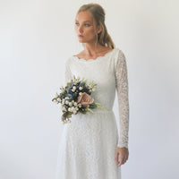 BLUSHFASHION - Original Bestseller Long Sleeves Boat Neckline Modest Wedding Dress #1297