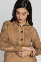 CONQUISTA FASHION - Original Tencel Taupe Shirt Dress