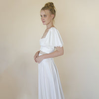 BLUSHFASHION - Original Crop Top Wedding Dress, Silky Wedding Maxi Skirt and Silky Top #1354