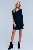 Navy Wrap Dress With Lace Detail