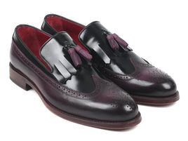 Paul Parkman Kiltie Tassel Loafer Black & Purple (ID#KT92PX)