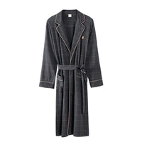 2022 Spring Autumn Bathrobe Men 100% Cotton Sleep Top Kimono Robes for Male Plaid Robes Long Bath Robe Bride Robe Dressing Gown