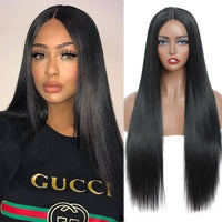 X-Tress Synthetic Lace Part Wig for Black Women Ombre Red Colored Long 28Inch Soft Straight Natural Hair Wigs Natural Looking