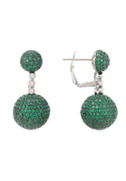 MONACO - Original Sphere Drop Earrings Silver Emerald Green CZ