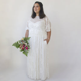 BLUSHFASHION - Original Bridal Lace Skirt With Pockets , Bohemian Bridal Wear #3037