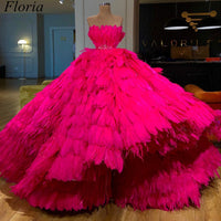 FLORIA - Original Fuchsia Luxury Feather Celebrity Dresses 2024 Ball Gown Strapless Gorgeous Red Carpet Dress Award Ceremony Party Gowns With Sash DIGITAL OFFICE ELECTRONIC