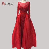 ESHAUT&BRIDAL - Original 2022 Luxury Mermaid Evening Night Dress for Women Muslim O Neck Long Sleeves Beading Sequin Handmade Formal Wedding Party Gowns