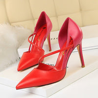 Original Korean-style Fashion Sweet High Heel Shoes Women High Heels Shallow Mouth Pointed Mixed Colors A- line with Thin Heeled Shoes