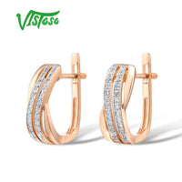 Original VISTOSO 14K 585 Rose Gold Earrings For Lady Glamorous Elegant Sparkling Diamond Earrings Luxury Wedding Engagement Fine Jewelry