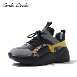 Original Smile Circle Women Sneakers Flat Platform shoes Suede Leather fashion casual Breathable Thick bottom Ladies Shoes