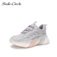 Original Smile Circle Women Sneakers Flat Platform Shoes Spring fashion Lace-up Breathable mesh Thick bottom Chunky Sneakers Ladies Shoes