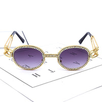 Original Colorful Small Round Rhinestone Sunglasses Women Steampunk Diamond Sun Glasses Classic Eyeglasses Men Clear Lens Vintage Shades