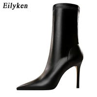 Original Eilyken 2022 Spring High Quality Soft PU Leather Boots Women Pointed Toe Pumps Heels Fashion Ladies Party Shoes Size 34-40