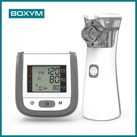 BOXYM Handheld Asthma Inhaler Nebulizer & LCD Wrist Blood Pressure Family Health Care Travel Packages