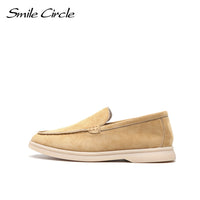 Original Smile Circle/cow-suede loafers Women Slip-On flats shoes Genuine Leather Ballets Flats Shoes for women Moccasins big size 36-42
