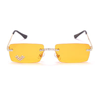 Original Rimless Vintage Sunglasses Women Shades Retro Gradient Color Heart Diamond Eyeglasses Men Luxury Brand Designer Eyewear UV400