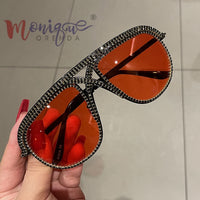 MONIQUE ORENDA - Original Sunglasses Women 2022 Rhinestone Oversized Sun Glasses Men Luxury Designer Eyeglasses Oculos De Sol Feminino