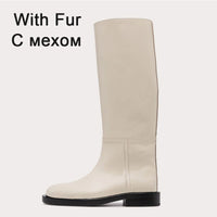 Original RIZABINA Size 34-43 Women Knee Boots Real Leather Platform Winter Shoes For Woman 2022 Warm Fur Long Boots Office Lady Footwear