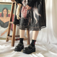 Original Rosetic Women Shoes Gothic Vintage Female Thin Shoes Black Girl Warhead Rivet Buckle Single Shoes Harajuku Retro Women Shoes